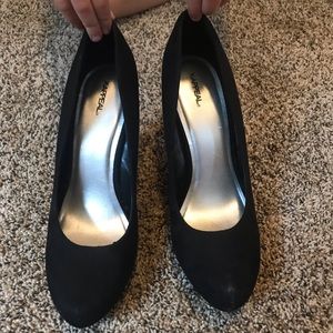 X Appeal suede black heels